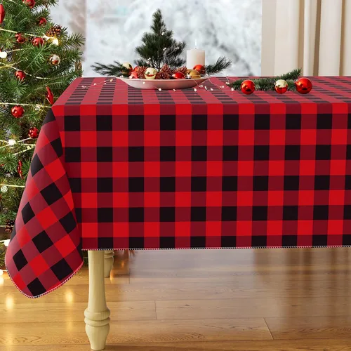 Vista 16 de misaya Mantel cuadrado de vinilo impermeable, mantel con parte trasera de franela de búfalo, mantel de plástico lavable para cena, cocina
