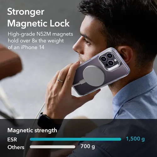 Vista 3 de ESR Funda para iPhone 14 Pro Max, Compatible con MagSafe, Funda Transparente para Teléfono con Soporte Stash Integrado para iPhone 14 Pro Max