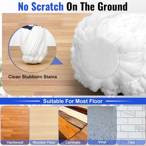 Vista 5 de Cabezal de repuesto para mopa giratoria, repuesto de mopa de microfibra para vinilo de madera dura, azulejos, limpieza doméstica comercial, seguro