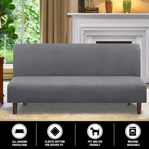 Vista 5 de Funda elástica para futón sin brazos, funda para futón tamaño matrimonial, Queen, funda para sofá de futón, funda protectora de muebles con parte