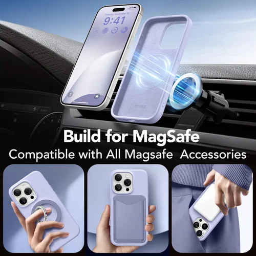 Vista 1712 de GONEZ Funda magnética para iPhone 14, compatible con Magsafe, con protector de pantalla + protector de cámara, forro de microfibra antiarañazos