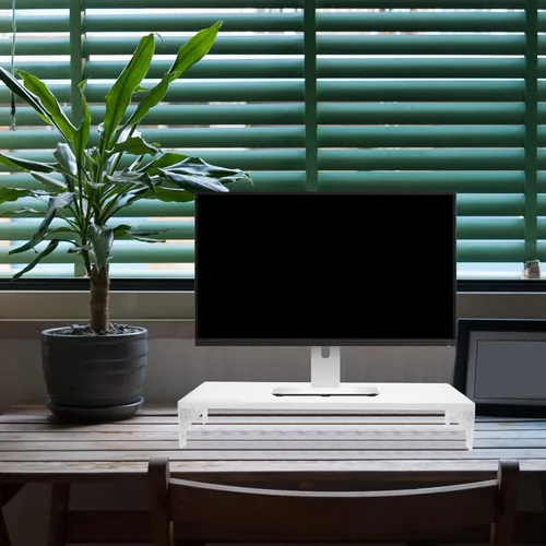 Vista 6 de BESPORTBLE Acrylic Desktop Monitor Riser with Stable Legs Computer Screen Height for Neck Relief Desk Laptop Shelf and Organizer for Home Office Use