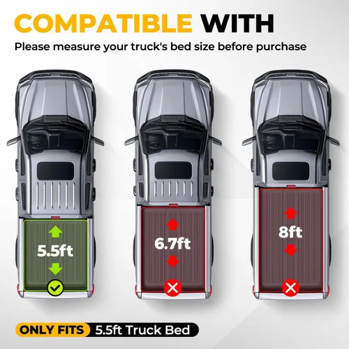 Vista 5 de Auto Dynasty FRP Cubierta rígida de tres pliegues para cama de camioneta compatible con Ford F-150 2004-2014, cama Fleetside de 5.5 pies/66
