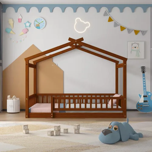 Vista 25 de Cama de madera de tamaño individual con dos cajones y techo, cama de plataforma con 2 cabeceros, para dormitorio de niños, adolescentes, niñas