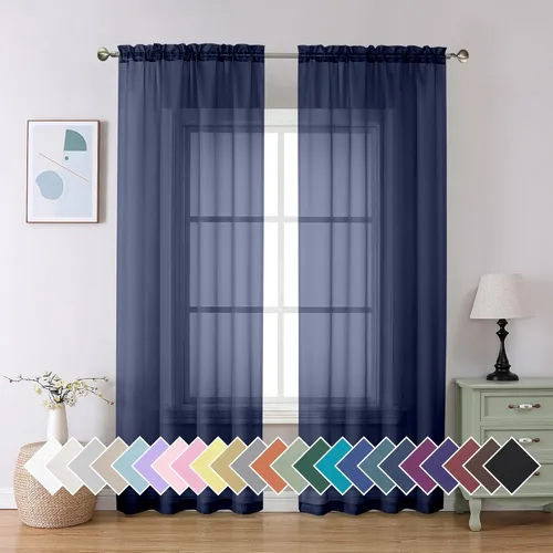 Vista 28 de Aiyufeng 2 paneles de cenefa transparente negra de 14 pulgadas de largo, cortinas cortas para dormitorio, cortinas de cocina para ventana pequeña