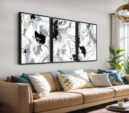 Lienzo decorativo grande enmarcado para pared, arte enmarcado natural, lienzo abstracto para sala de estar, impresiones modernas para dormitorio,