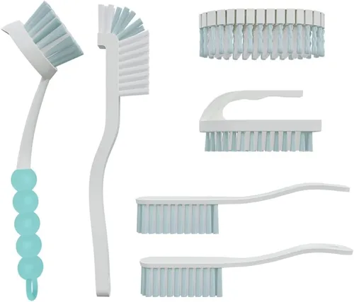 Juego de 6 cepillos de limpieza, juego de cepillos para cocina y baño, uso doméstico con varios cepillos para limpiar platos, azulejos, esquinas y