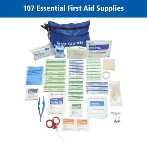 Vista 2 de First Aid Only 91701 Mini kit de primeros auxilios de emergencia multiusos para el hogar, automóvil, viajes y negocios, 107 piezas
