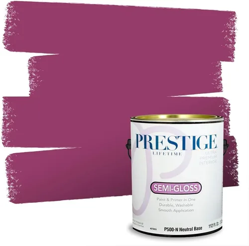 Vista 141 de Prestige Paints E100-T-SW6591 Pintura exterior e imprimación en uno, 1 galón, plano, combinación comparable de Sherwin Williams Amaryllis, 1 galón