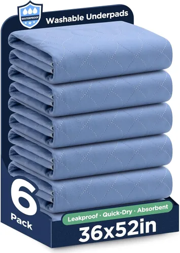 Vista 9 de Almohadillas lavables para cama 34" x 36" - Paquete de 4, Azul, Almohadillas impermeables para incontinencia, Almohadillas para cama, sofá, piso