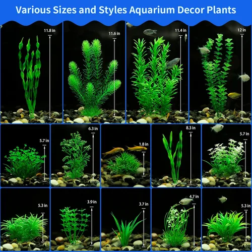 Vista 3 de MyLifeUNIT Plantas de acuario, paquete de 20 plantas artificiales para pecera para decoración de acuarios (verde)