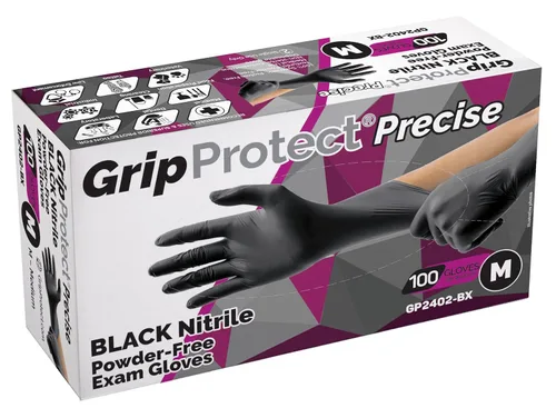 Vista 5 de GripProtect® - Guantes de nitrilo negros precisos, para examen, 4 mil, para uso alimentario, hogar, limpieza, médico/dental, tatuajes