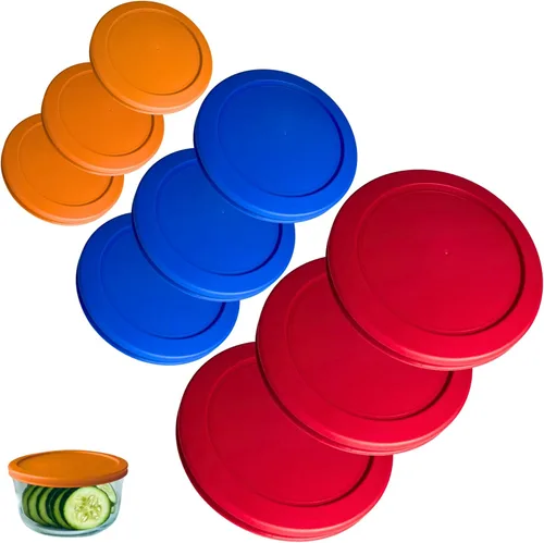 Vista 21 de 2, 4 y 7 tazas, tapas azules de repuesto/cubiertas para cuencos de almacenamiento de Pyrex, Anchor Hocking y KlareWare *Solo tapas, el contenedor