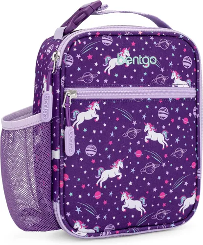 Vista 12 de Bentgo® Bolsa de almuerzo aislada para niños, resistente al agua, reutilizable, ligera y duradera, con soporte para botella de agua y bolsillo