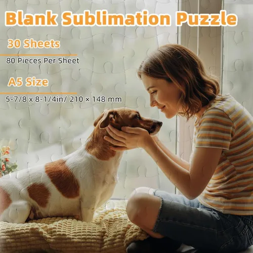 Vista 2 de Skylety 30 juegos de rompecabezas de sublimación en blanco, 40 piezas de bricolaje prensa de calor transferencia de manualidades, rompecabezas