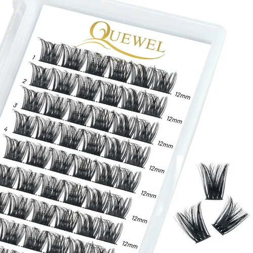 Vista 10 de QUEWEL Kit de extensión de pestañas DIY, racimos de pestañas 3D con 280 piezas, racimos de pestañas mixtas de 10-16 mm (30+40+50D), pinzas