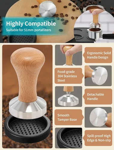 Vista 3 de Gevi Jarra espumadora de leche de 12 onzas 11.8fl oz para café con leche, capuchino, arte con distribuidor de café de 2.008in, 16 plantillas