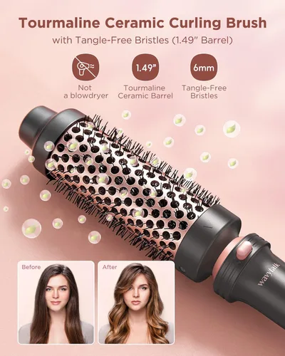 Vista 6 de Wavytalk Professional Hair Dryer with Diffuser, 1875W Blow Dryer Ionic Hair Dryer for Women,Wavytalk 5 in 1 Curling Iron Set with Curling Brush and