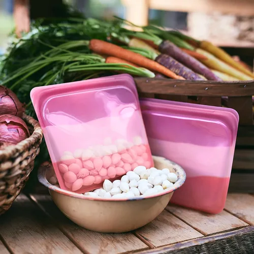 Vista 3 de Stasher Bolsa de almacenamiento reutilizable de silicona, bolsa para sándwich, bolsas reutilizables para congelador, microondas, lavavajillas