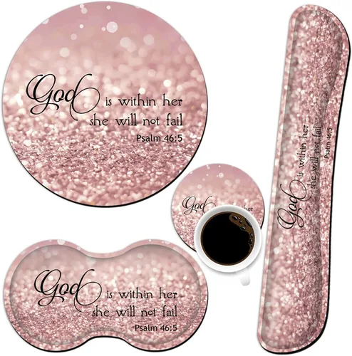 Vista 10 de Reposamuñecas para teclado + alfombrilla para mouse + reposamuñecas para mouse + posavasos, espuma viscoelástica ergonómica, juego de 4 alfombrillas