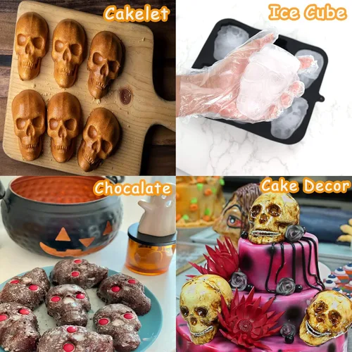 Vista 6 de FreeNFond Moldes de la cacerola de la torta del cráneo de la hornada de Halloween, lata de la torta