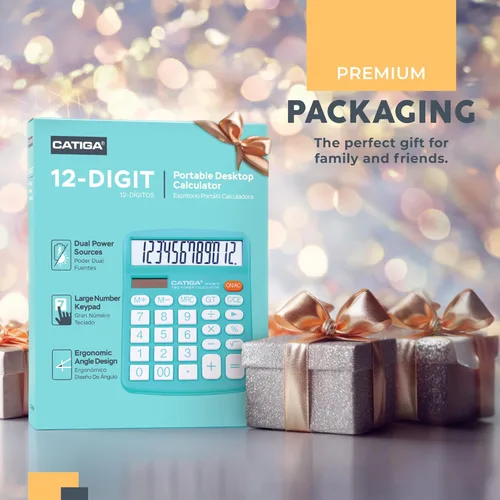 Vista 43 de CATIGA CD-2786 - Calculadora de escritorio de 12 dígitos con pantalla LCD grande y botón sensible, energía solar dual y batería, función estándar