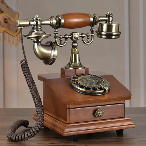 Retro Rotary Dial Phone, Vintage Old Phones for Landline, Classic Corded Desk Telephone with Mechanical Ringer for Office and Home,A
