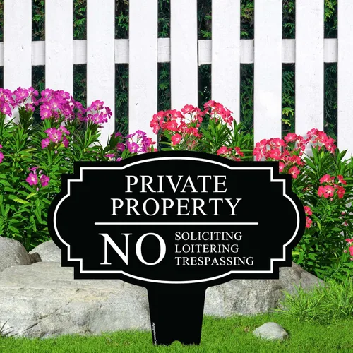 Vista 2 de My Sign Center - Cartel de propiedad privada "No Soliciting Loitering Trespassing" para enterrar, 13x13 pulgadas, ACM inoxidable, resistente a