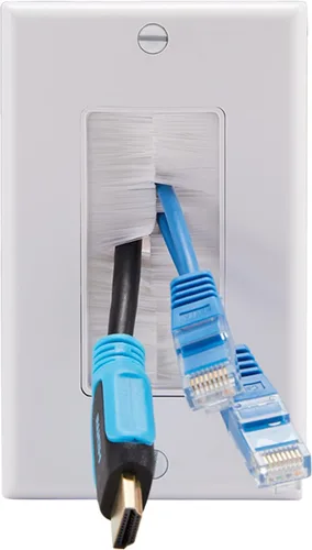 Vista 4 de Paquete de 2 placas de pared de un solo cepillo, placa frontal de una sola banda, enchufe de pared para HDTV, HDMI, red, cables coaxiales, cables