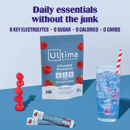 Vista 2 de Ultima Replenisher - Bebida de electrolitos en polvo vegana, endulzada naturalmente y sin OMG, bebida hidratante adecuada para dieta cetogénica