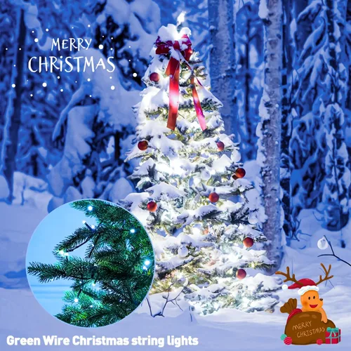 Vista 6 de JMEXSUSS Paquete de 2 tiras de luces solares para exteriores, 100 LED de 42.7 pies de luces solares blancas para exteriores, impermeables, 8 modos