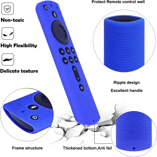 Vista 7 de Pinowu Firestick - Funda protectora de silicona compatible con Fire TV Stick 4K Alexa Voice Remote Control, ligera, antideslizante, a prueba