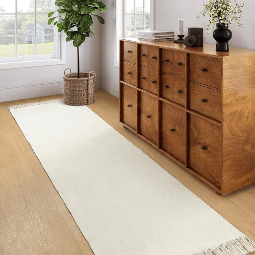 Vista 57 de Collive Alfombra de Baño Negra, 2' x 3' Tejida a Mano Lavable Alfombras Pequeñas de Cocina, Alfombra de Entrada Reversible de Algodón Alfombra