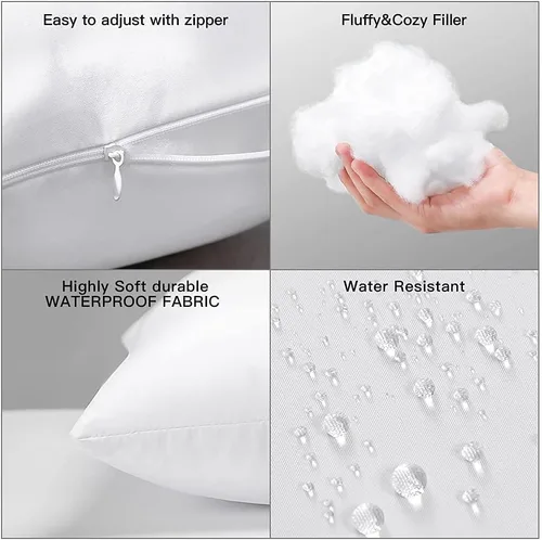 Vista 9 de OTOSTAR Almohada impermeable de alta calidad para exteriores, resistente al agua, 12 x 20 pulgadas, relleno de almohada decorativa para sofá, funda