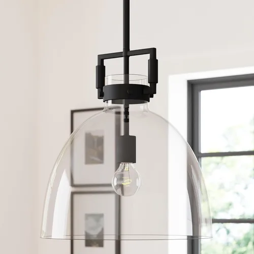 Vista 18 de Nathan James Belleville Lámpara colgante de ratán boho con difusor, lámpara de techo inclinada con pantalla de ratán y difusor de vidrio
