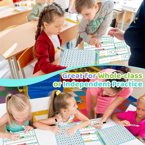 Vista 6 de Juego de 12 Tarjetas de Línea Numérica 1-120 de Borrado en Seco, Tarjetas Flash, 30.5 x 23 cm, Línea Numérica, Marco de Diez, Manipulativos