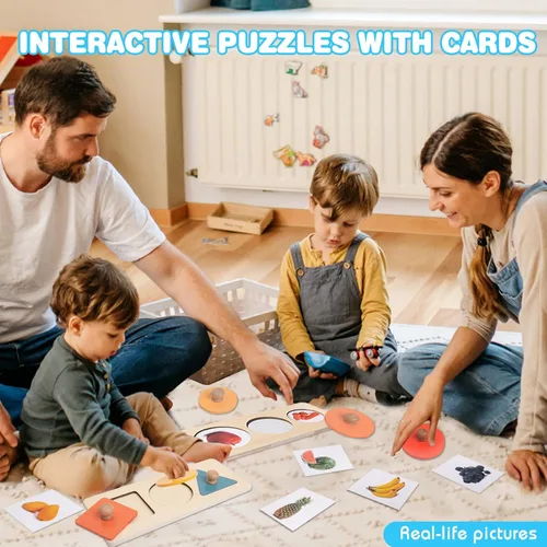 Vista 3 de Twefex Rompecabezas para bebés de 12 a 18 meses, rompecabezas Montessori de madera con múltiples formas para niños de 1 a 3 años, rompecabezas
