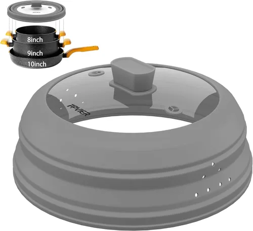 Vista 10 de Cubierta para salpicaduras de microondas, cubierta plegable de silicona para placa de microondas con vidrio para tapa protectora de salpicaduras