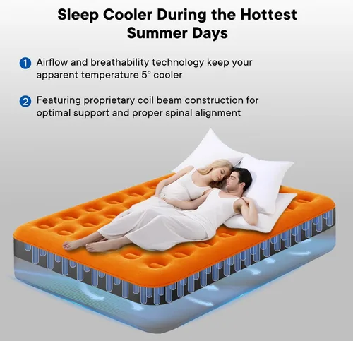 Vista 9 de Luxchoice Colchón de aire individual con bomba recargable incorporada de 9 pulgadas, colchón inflable de campamento, colchón inflable portátil, cama