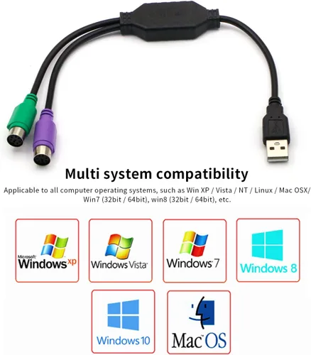 Vista 4 de PS/2 to USB Adapter Cable, 4Pack PS2 Female to USB Male Converter Connector Adapter for PC Keyboard