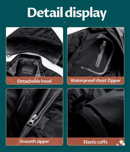 Vista 5 de CREATMO US Chaqueta de esquí impermeable para niña, abrigo de nieve de invierno cálido a prueba de viento, chaqueta de lluvia para snowboard