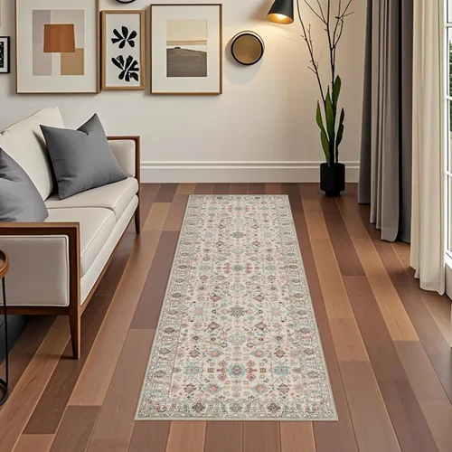 Vista 34 de Alfombra de pasillo lavable de 2 x 3: alfombras antideslizantes con parte trasera de goma, alfombra de cocina suave, alfombra pasillo estilo granja