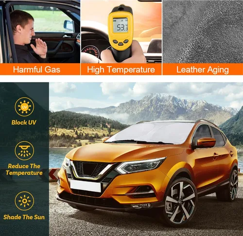 Vista 5 de Car Windshield Sunshade for Honda HR-V 2023 2024 2025, Blocks Heat UV Rays for Trucks SUVs, Reflective Sun Screen Protector Interior Cooler