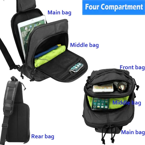Vista 3 de Mochila táctica para el pecho de la honda EDC Mochila universal Dual Holster CCW Bolsas compactas Mochila de transporte oculta