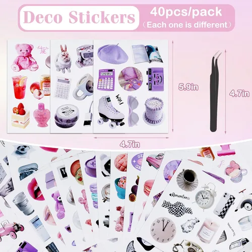 Vista 2 de 360 calcomanías coreanas para tarjetas fotográficas Kpop, calcomanías decorativas para libros de recortes estéticos para diarios de viñetas