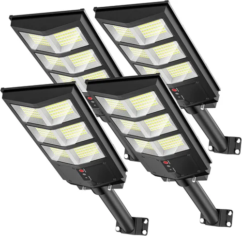 Vista 10 de OKPRO Luces solares de 6000 W para exteriores, 6500 K, luces solares para calle, sensor de movimiento para exteriores, luz de calle IP66