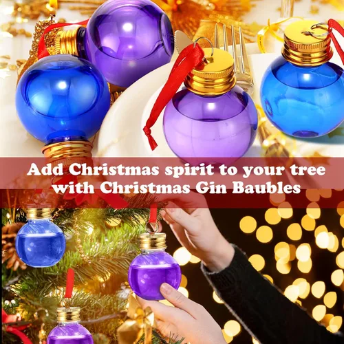 Vista 6 de Patelai 24 Piezas Bolas de Bebida de Navidad Adorno de Vaso de Chupito Adornos de Árbol de Navidad de Plástico Rellenables Bombillas de Botella