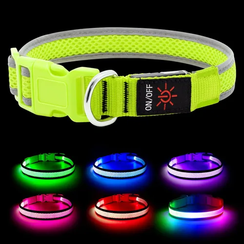 Vista 14 de YFbrite - Collar para perro con luz, collar de perro LED recargable por USB, luces súper brillantes para caminar por la noche, collar de perro