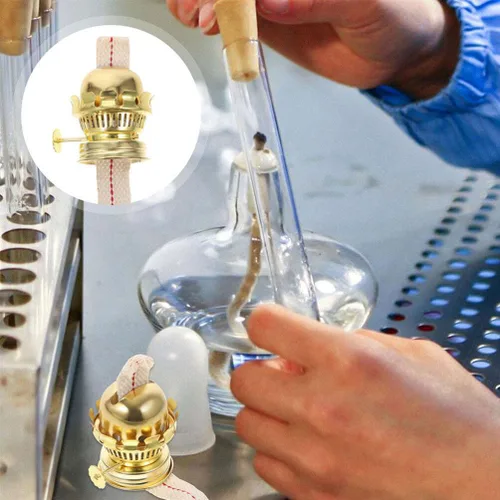 Vista 4 de HOMSFOU 4 piezas de lámpara de aceite de repuesto para quemador de queroseno con lámpara de mecha, soporte de chimenea para lámpara vintage