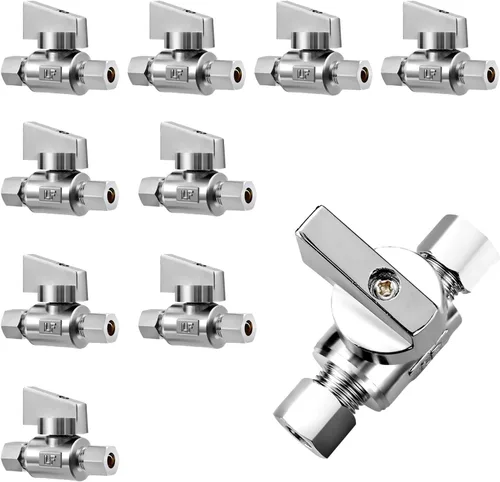 Vista 11 de Paquete de 2 válvulas de ángulo de compresión de 1/4 pulgadas de latón de alta calidad x 1/4 pulgadas de ángulo recto de agua de cuarto de vuelta